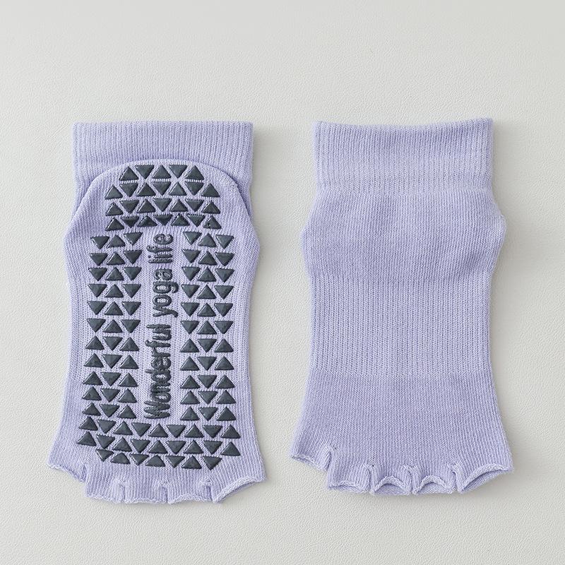 

Женские летние тонкие профессиональные носки для пилатеса и йоги с открытыми пальцами, нескользящие, средней длины, с пятью пальцами 1 pair светло-фиолетовый