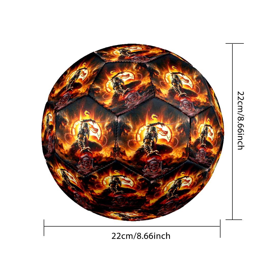 Dark Warrior's Mortal Kombat Size 5 Soccer Ball,Indoor/Outdoor Suitable for Training Matches Tournaments Practice Games Perfect Gift for Fan