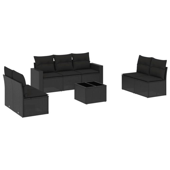 VidaXL Garden Lounge Set with Cushions 8 Pcs, Patio Sofas, Patio Furniture Set, Outdoor Furniture, Black 3218825