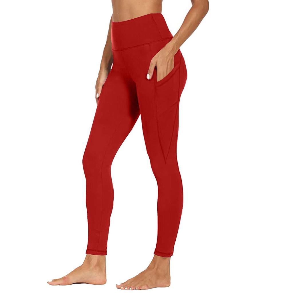 Damen Yogahose Mit Taschen Hoher Bund Fitness Leggings Trainingsstrumpfhose