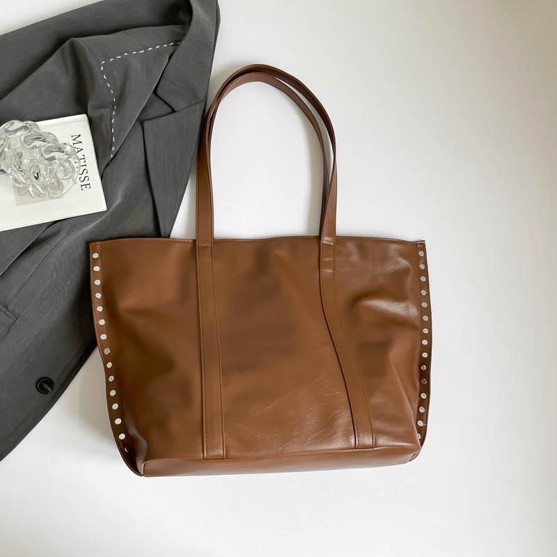 Borsa Tote in Ecopelle Borchiata Borsa a Spalla Oversize da Donna con Design Elegante Grande Capacità Borsa con Borchie