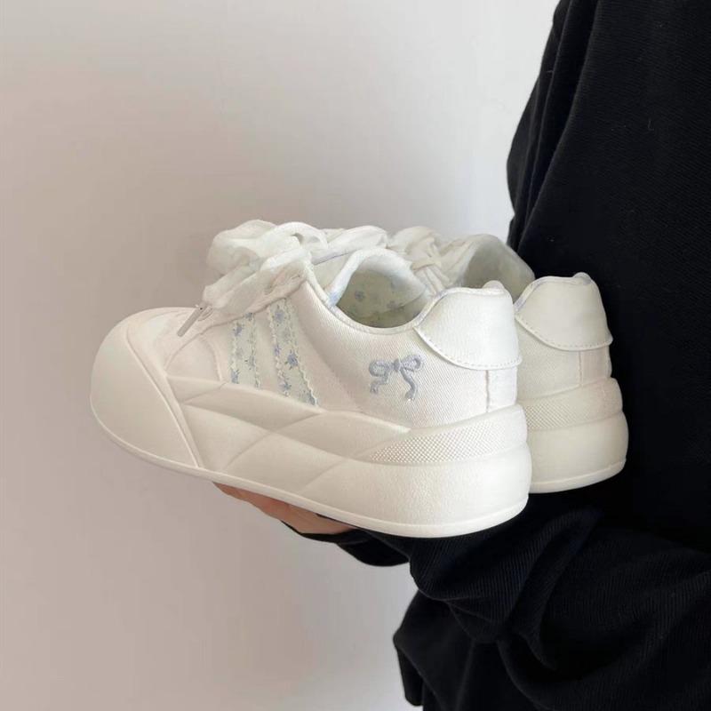 Summer casual board shoes women's new platform white shoes with skirts thin canvas shoes niche bread shoes