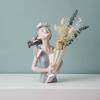 Winged Maiden Figurine Tabletop with Flower Holder Modern Decorative