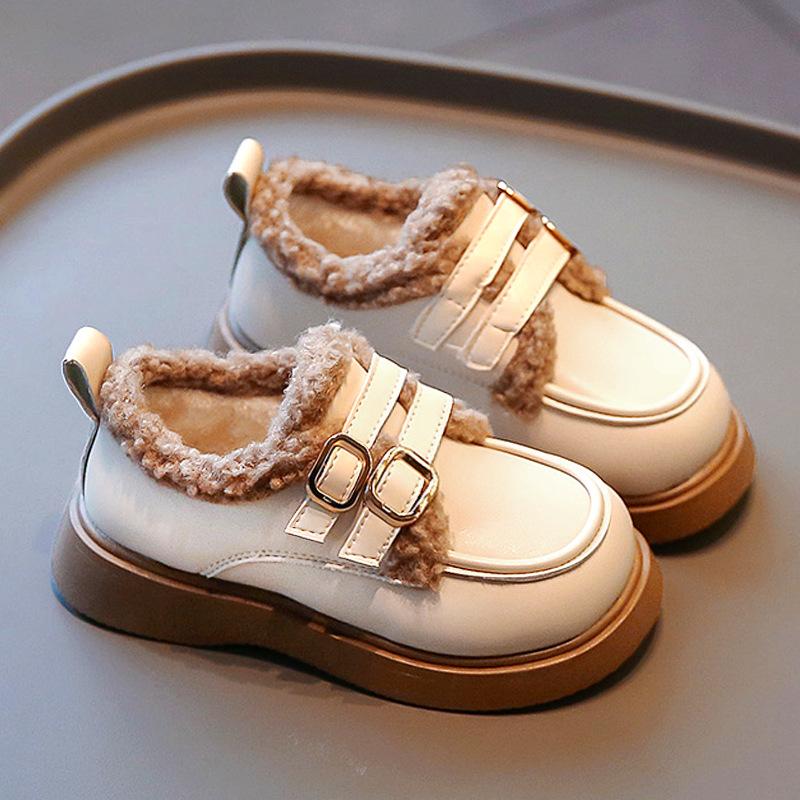 

Детская 2024 Осень Дизайнерская Обувь для Девочек Нескользящая Кожаная Обувь Толстый Плюш Младенческая Зимняя Обувь Теплая Модная Мягкая Подошва Кроссовки для Девочек 29insole18.2cm