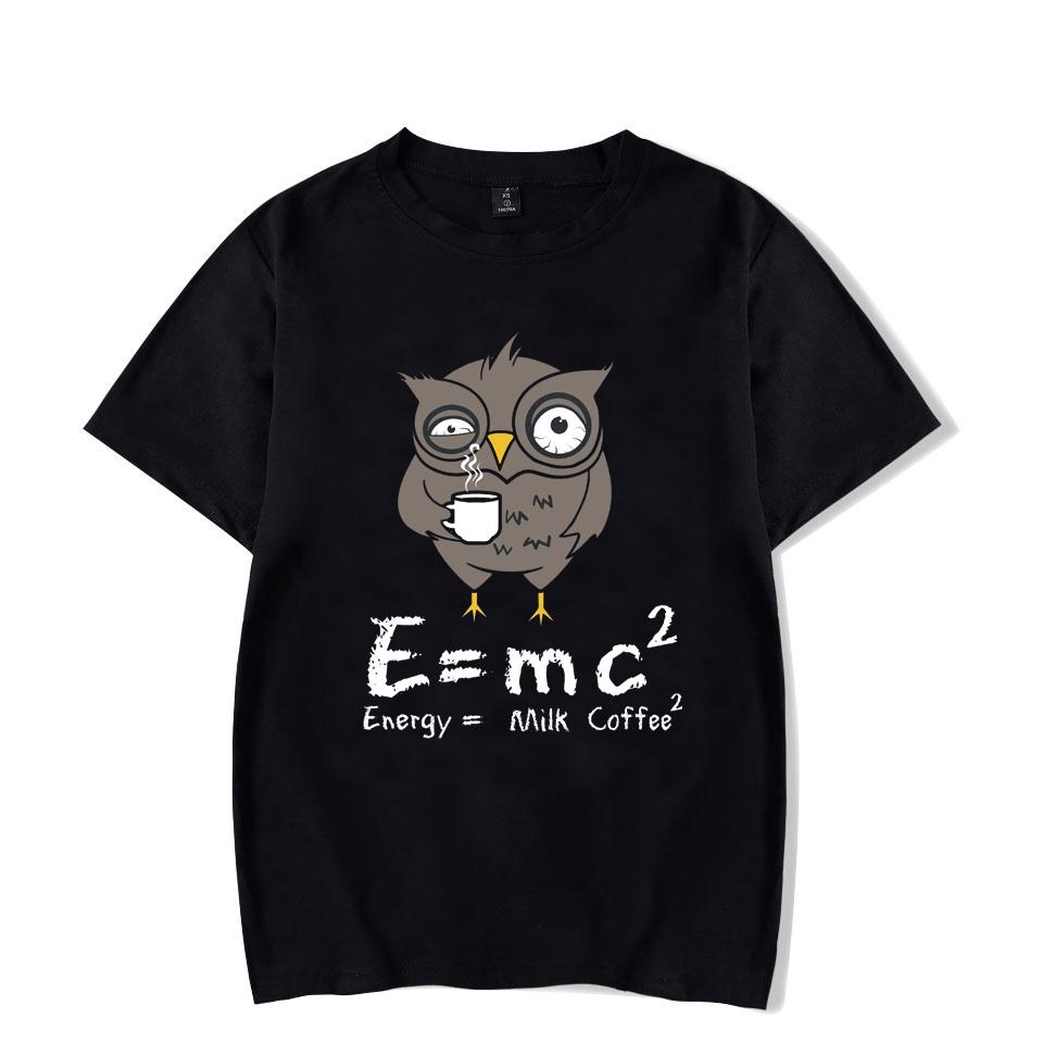E MC2 Energy Milk Coffee Print T-shirt Street Fashion Style Short Sleeve T-shirt Men's and Women's Summer Comfort T-shirt