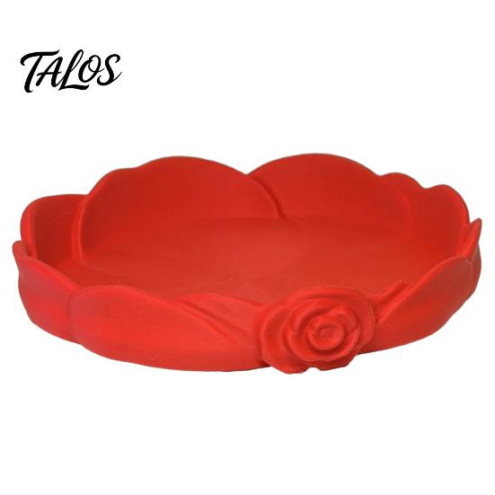 Delicate Rose Shaped Dish Jewelry Storage Tray, Decorative Plastic Trinket Dish, 3D Small Item Container Printed Desktop Organizer for Earrings