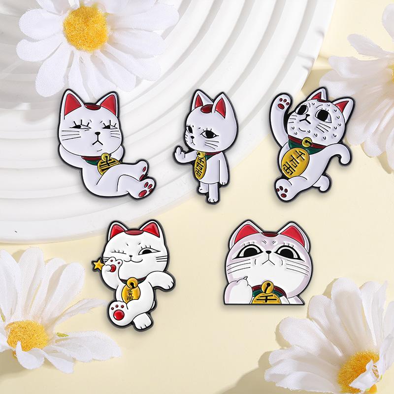 Xiaomi 1-5PCS Turbo Granny Cat Spying Brooch Enamel Pin Cartoon Anime Lucky Cat Running Middle Finger Brooches Lapel Badge Jewelry Gift