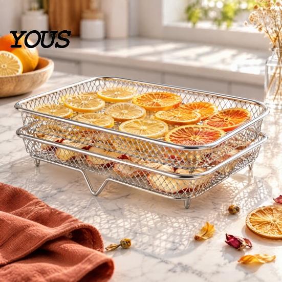 High Temperature Resistant Racks Stackable Air Fryer Rack, 304 Stainless Steel Multi-Layer Grill Stand with Fine Home Kitchen Essentials