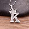 Nidin Luxury A-Z Crown Alphabet Pendant Chain Necklace Punk Style Lucky Initial Name Jewelry Fine Party Wedding Birthday Gift