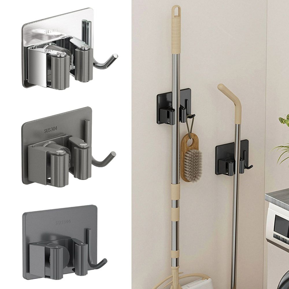 Waterproof Broom Rack 304 Stainless Steel Broom Hanger Multi-Purpose Mop Storage Rack  Household
