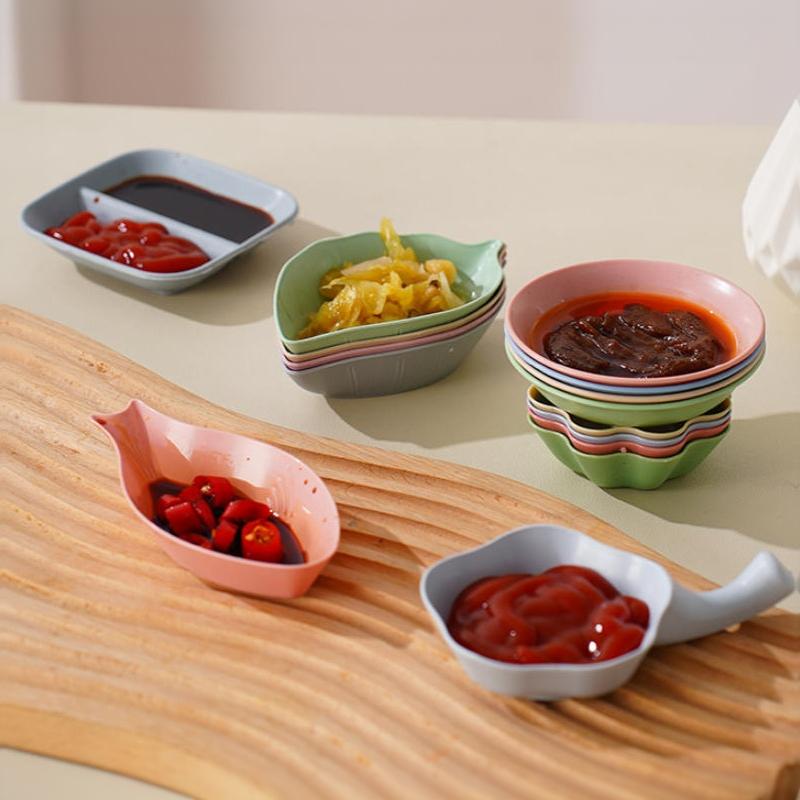 3/6Pcs Household Kitchen Dipping Snack Dish Multiple Cute Shape Seasoning Dish Snack Dish Wheat Straw Small Plate Tableware