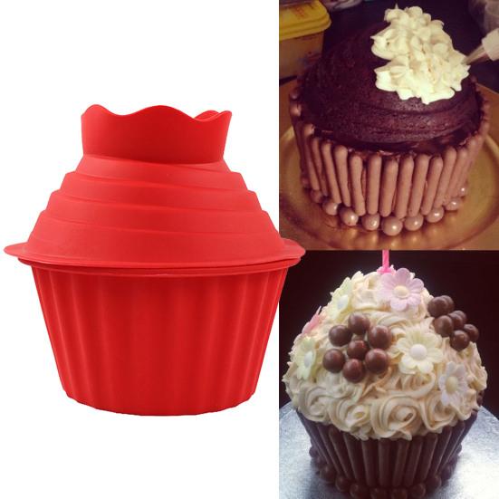 3Pcs/Set Cake Molds Non-stick Easy Demoulding Soft Texture Tear Resistant Baking Silicone Big Top Giant Cupcake Fondant Moulds Cake Bake Tool