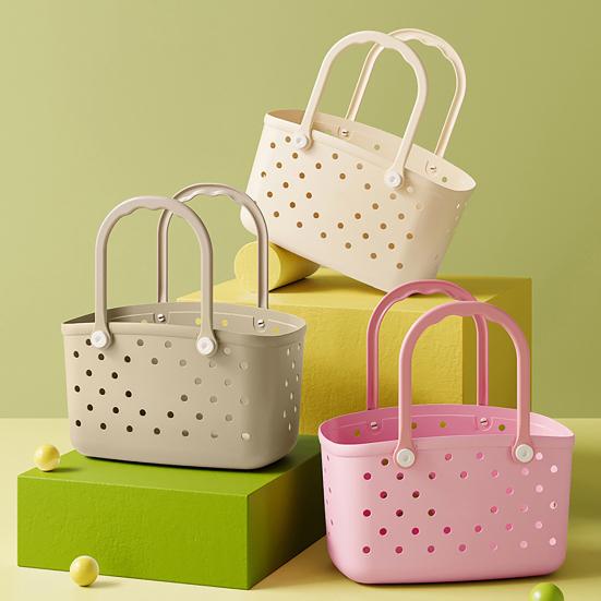 Cesto Portaoggetti con Fori di Drenaggio Contenitore Portaoggetti Grande Capacità Manico Ergonomico Organizer per Bagno Stanza del Dormitorio