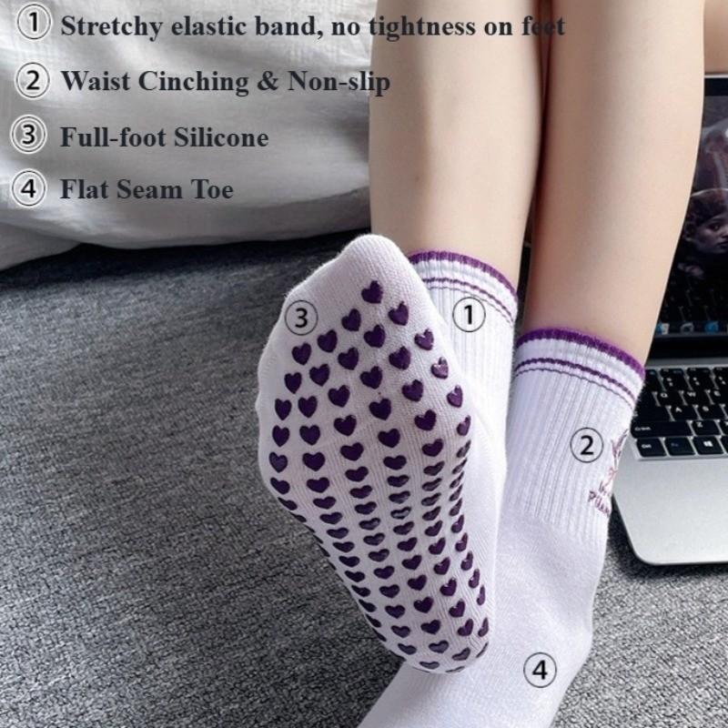 Non-Slip Professional Yoga Pilates Socks Women Fruit Embroidery Mid-Calf Sports Socks Customizable