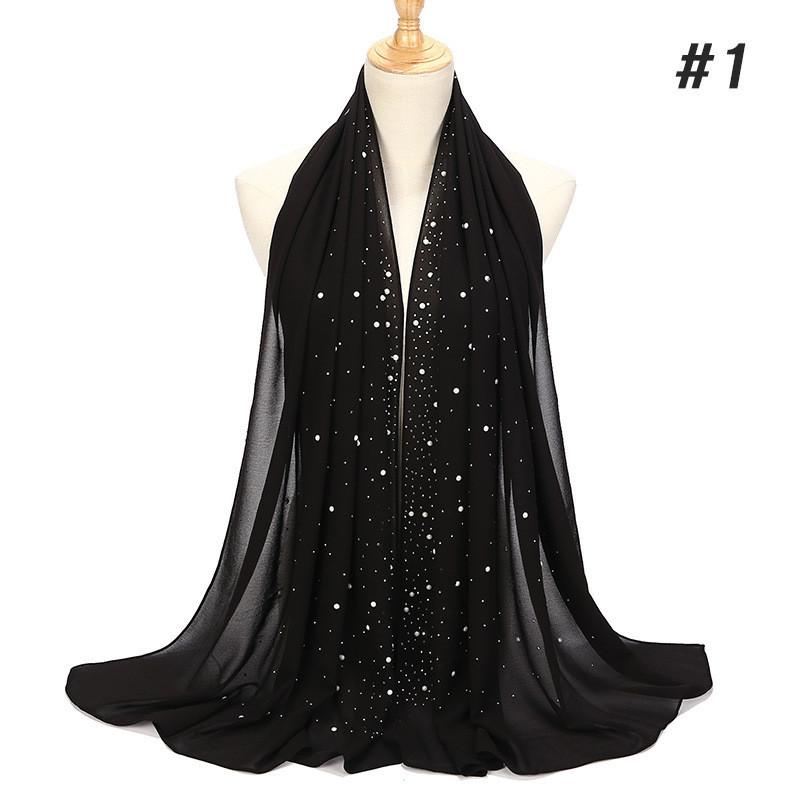 women plain bubble pearl chiffon scarf Head hijab wrap solid shawls headband foulard femme muslim hijabs stores