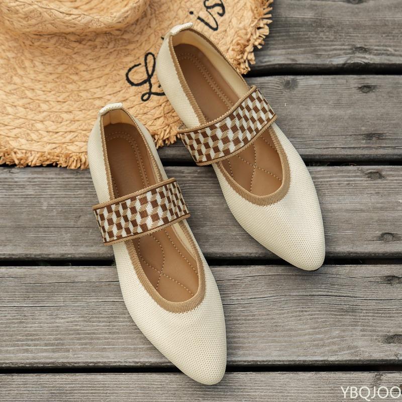 2025 Summer Retro Flat Heel Pointed Shallow Mouth Women's Flat Shoes Women's Ballet Low Heel Barefoot Elegant Large LeFu Shoes