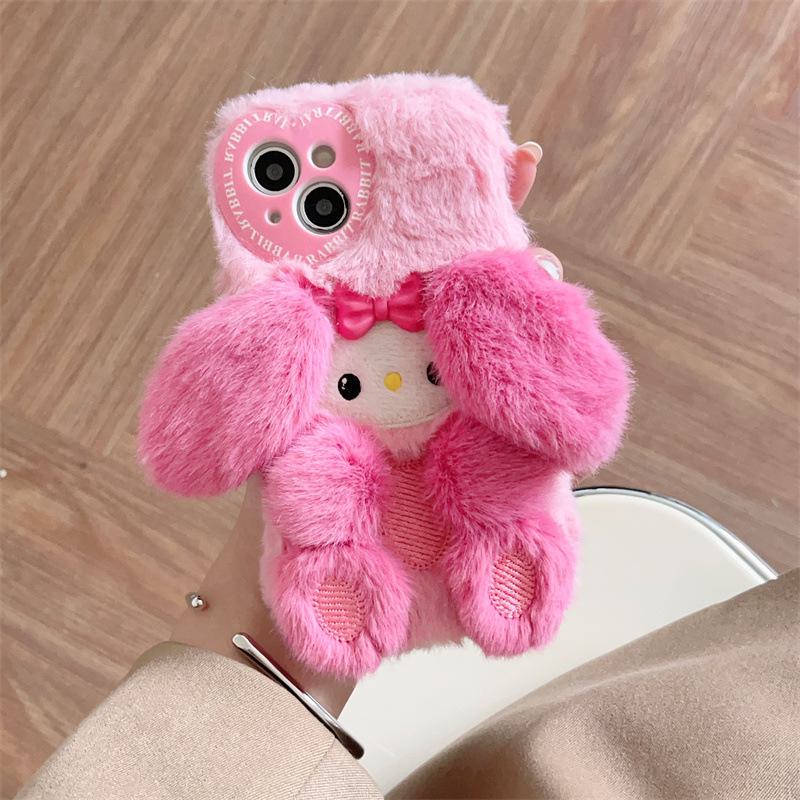 

Мягкий чехол для телефона Cozy Melody Cartoon Plush для Apple 11, 12, 13, 14 Pro Max — идеальный вариант для осени и зимы!