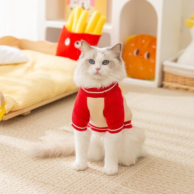 Pet Sweater Autumn and Winter Warm Two-legged Knit Small Dog Teddy Bear with Satchel Cat Puppy Dog Clothes