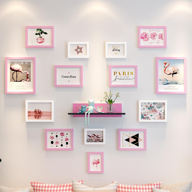 Современная фотостена в форме сердца, декоративная для гостиной, без перфорации, креативное сочетание фоторамок, настенная фотостена.