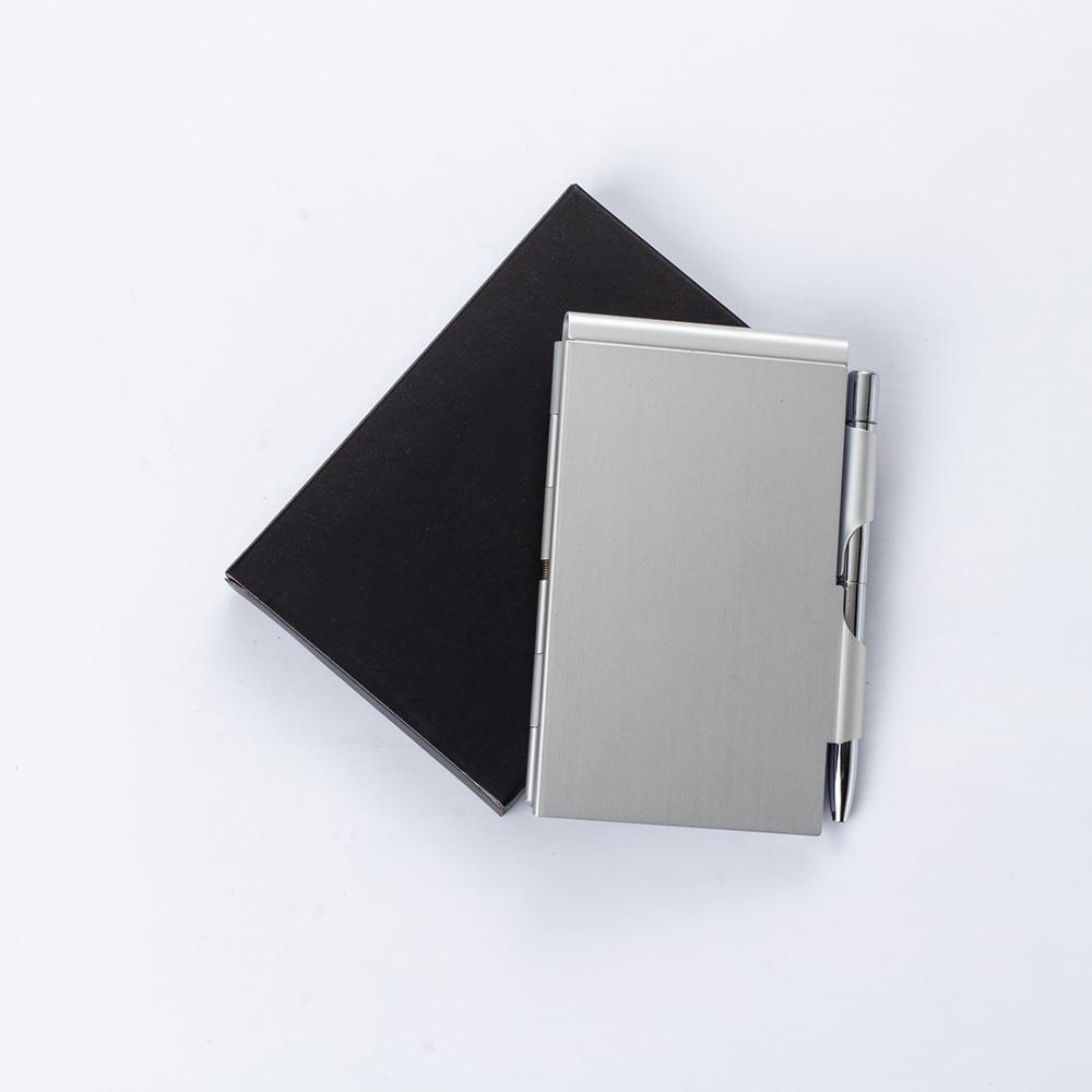 Aluminum Pocket Notebook Portable Travel Notepad with Pen Holder for Office Home Mini Notepad
