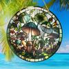 Mushroom & Plant Sun Catcher. Stained Glass Style Wreath for Porch, Bedroom & Terrace. A Perfect Gift.