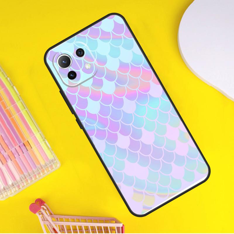 Watercolor Faux Mermaid Scales Cover For Xiaomi 14 Ultra 13 11T 12T 13T 14T Pro POCO X6 X7 Pro X3 X5 F3 F5 F6 M6 Pro Case