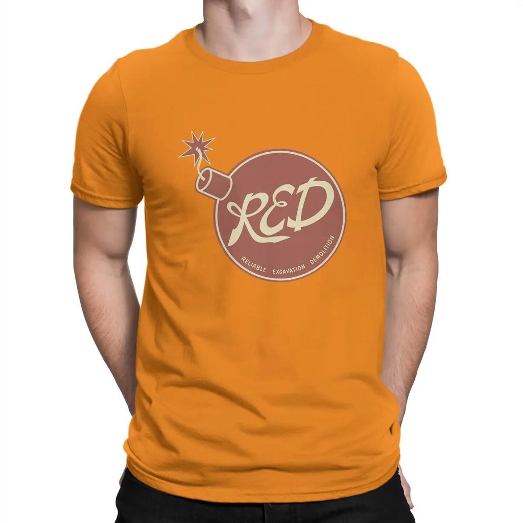 Red Bomb T Shirt Men's  Pure Cotton Funny T-Shirts Round Neck Team Fortress Game Tees Short Sleeve Tops Printed