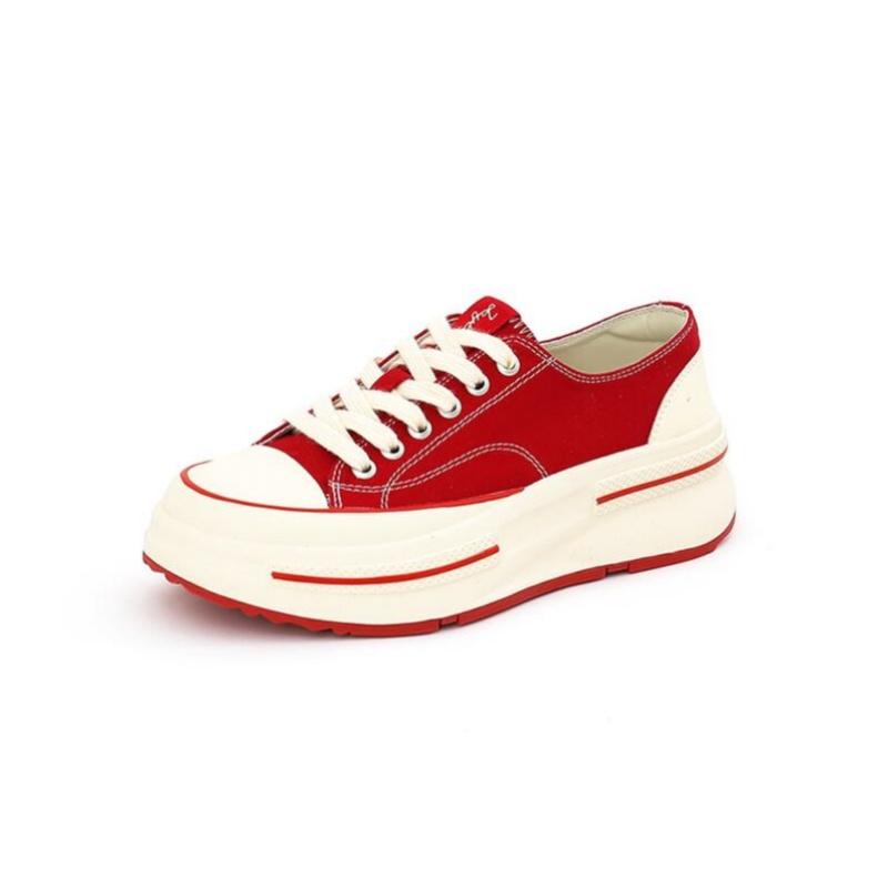 Sneakers Women New Canvas Retro Flats Thick Soled Lace-Up Spring Autumn Lady Handmade Flat Casual Shoes Women