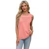 Women's Spring Summer U Neck Pleated Tank Top Solid Color Casual Sleeveless T-Shirt Soft Breathable Daily Wear Basic Top