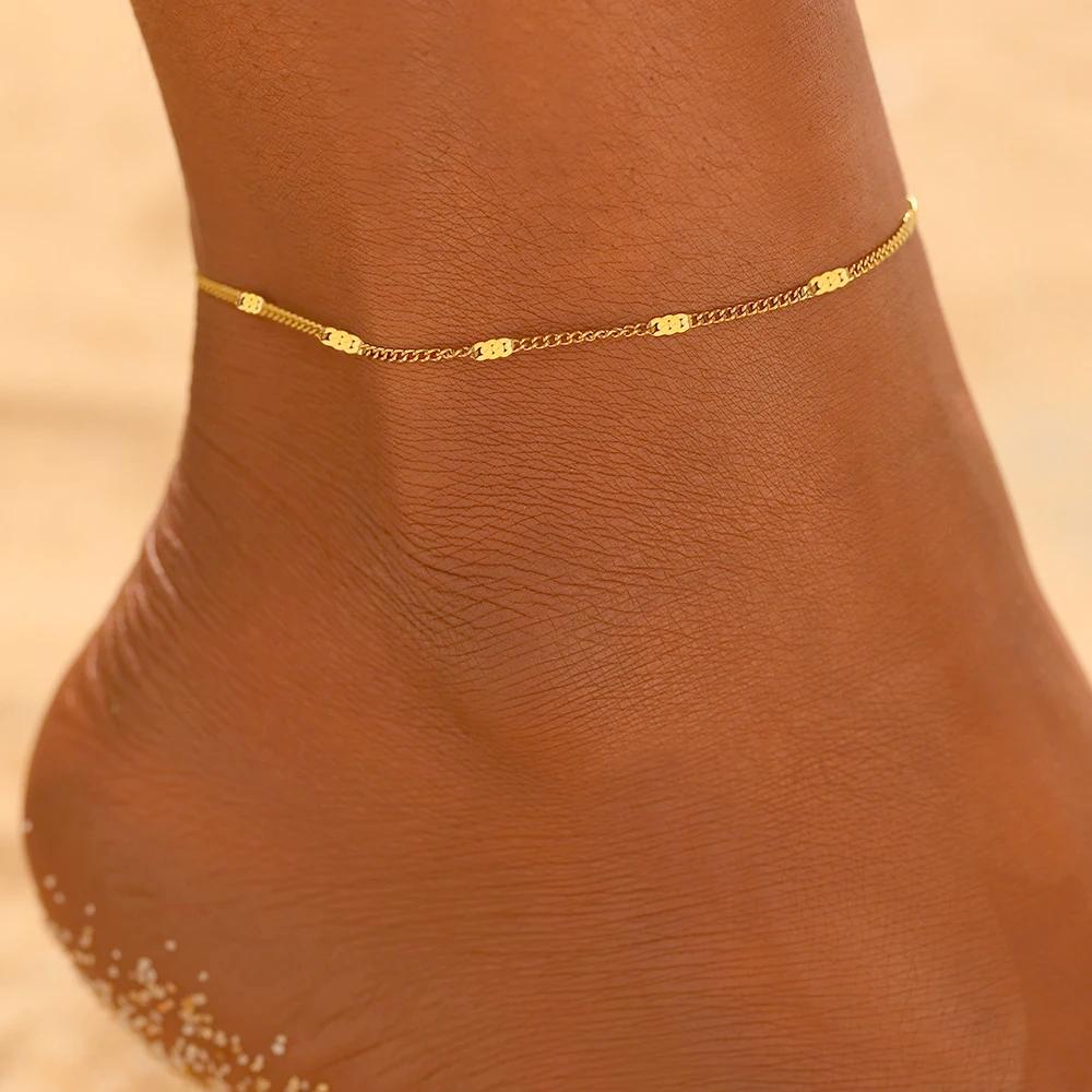 Stainless Steel Anklets Minimalist Popular Design Adjustable link Chain Non-fade For Women Everyday Wear Length 21cm+5cm