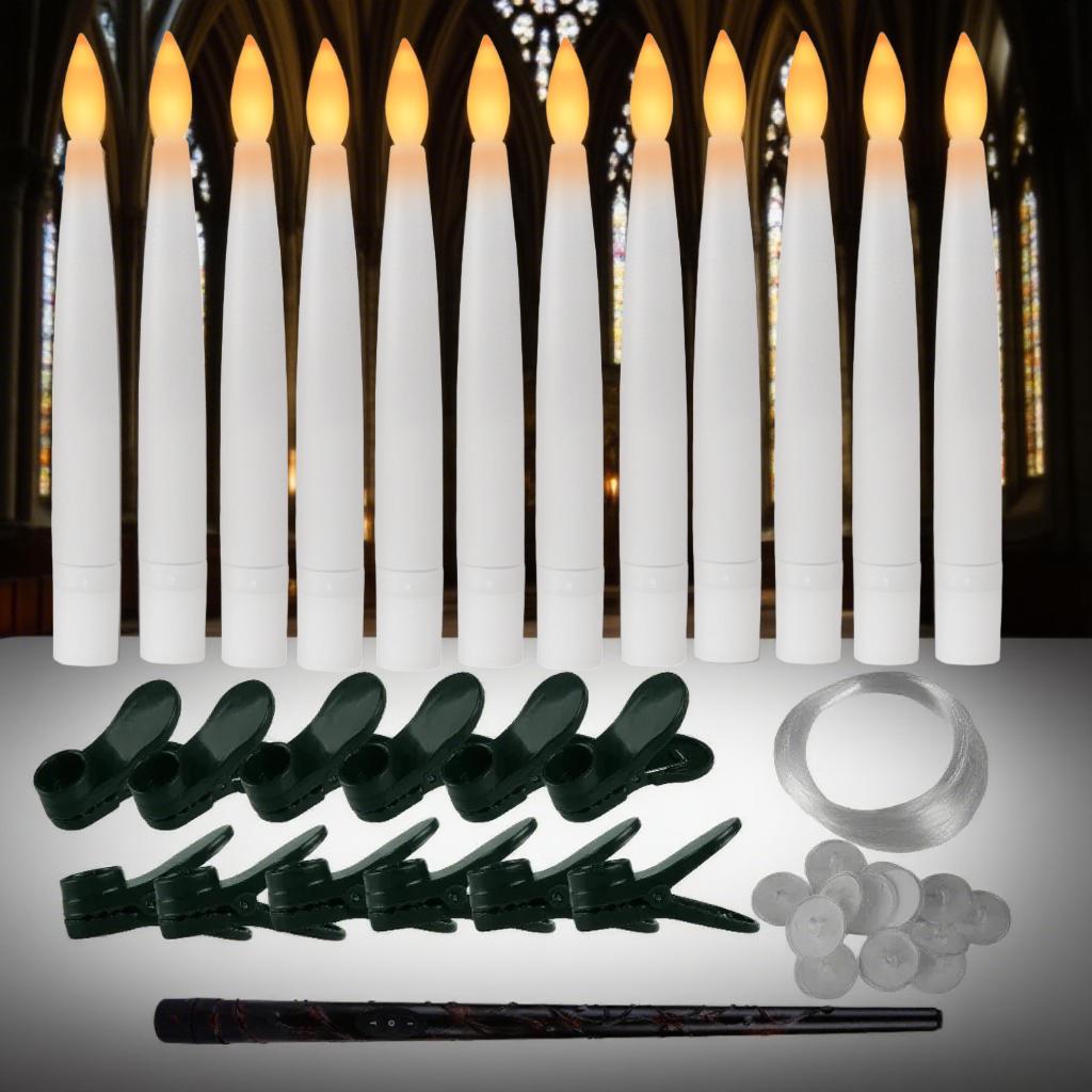 

12 шт. Светодиодные плавающие свечи с таймером и волшебной палочкой, беспламенные летающие свечи, мерцающие горящие свечи для свадебного праздничного декора, новые