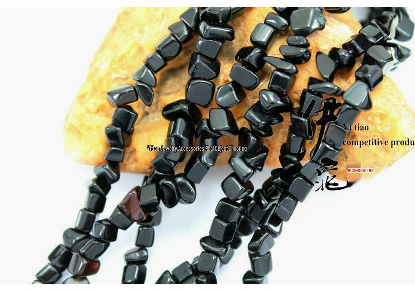 Natural Black Stone Gravel Beads for DIY Jewelry Accessories