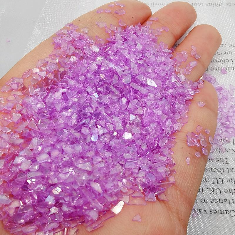 Ručně vyráběné duhové skleněné střepy pro šperky a zdobení nehtů