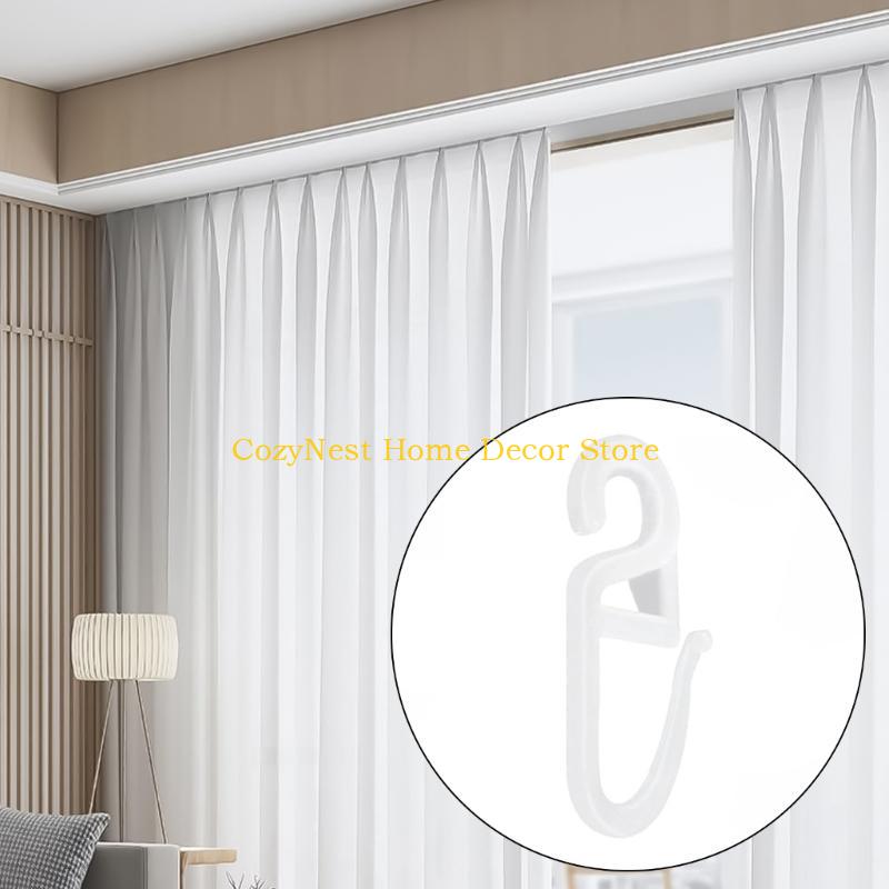 92MF 100Pcs S Shape Curtain Rails Gliders Hooks Sliders Clip Set for Easy Glides and Stability In Bedroom and Living Room