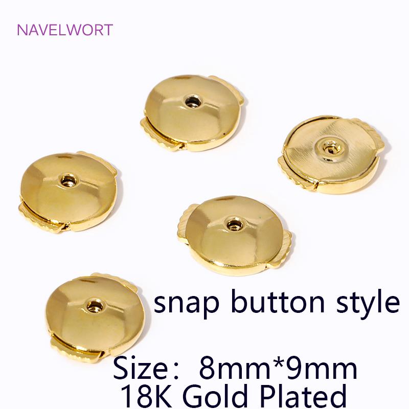 4/8PCS 18K Gold Plated Brass Round Earring Back Stopper,Accessories For Earrings,For Jewelry Making Supplies DIY Earring Making