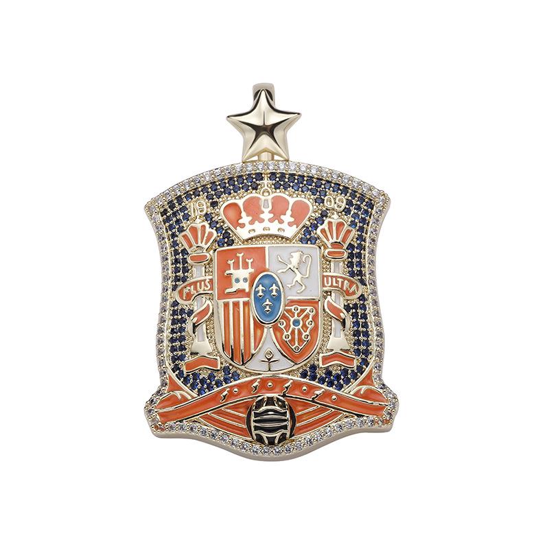European & American Hip-Hop Football Club Badge Pendant with Colorful Drip Oil - Fan Commemorative Medal Necklace