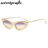 Sexy Cat Eye Punk Sunglasses Women  Luxury Brand Fashion Metal Small Frame Sun Glasses For Ladies Trendy Cateye Shades UV400
