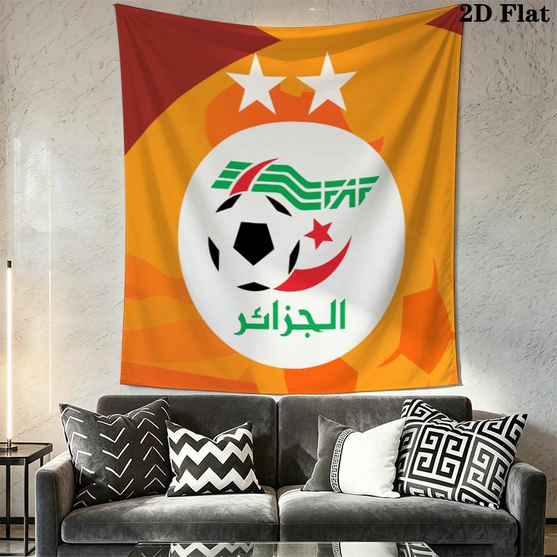 Algerian Football Wall Tapestry Aesthetic Wall Hanging Printed Fabric Blanket Decorative Tapestries for Bedroom Living Room Home Decor