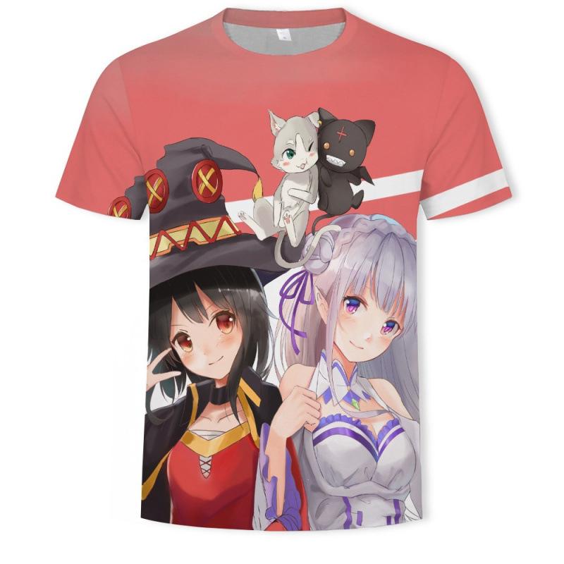 Anime Graphic Short Sleeve T-Shirt, Casual Streetwear for Anime Fans