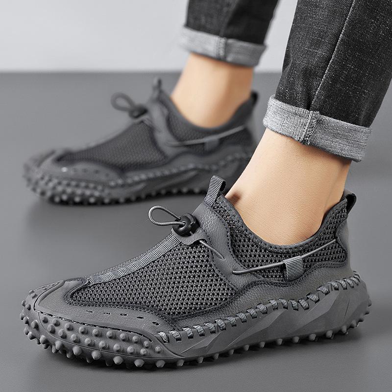 2025 Large Size One-pedal Mesh Cloth Surface Splicing Breathable Casual Shoes Soft Sole Non-slip and Wear-resistant Sports Men's Shoes