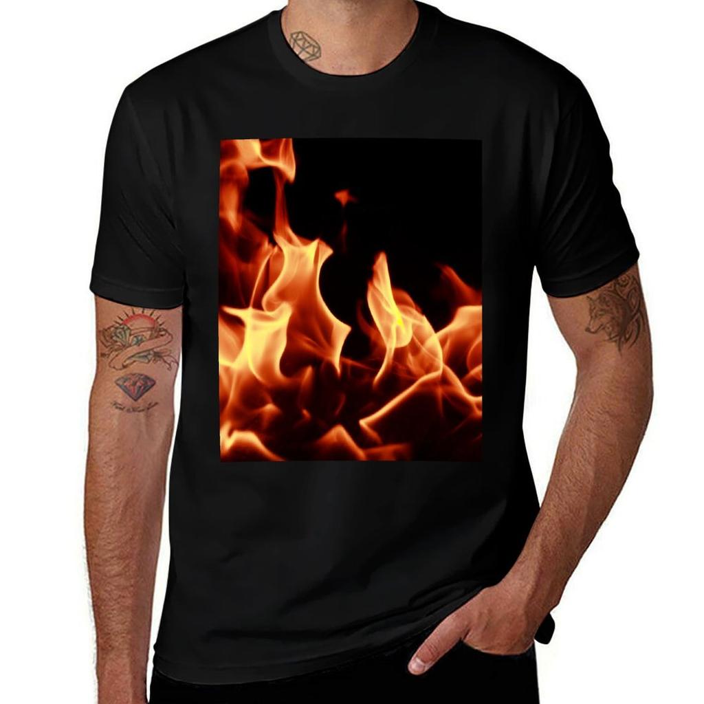 Fire flames effect TShirt Simple Line Art Print Tee