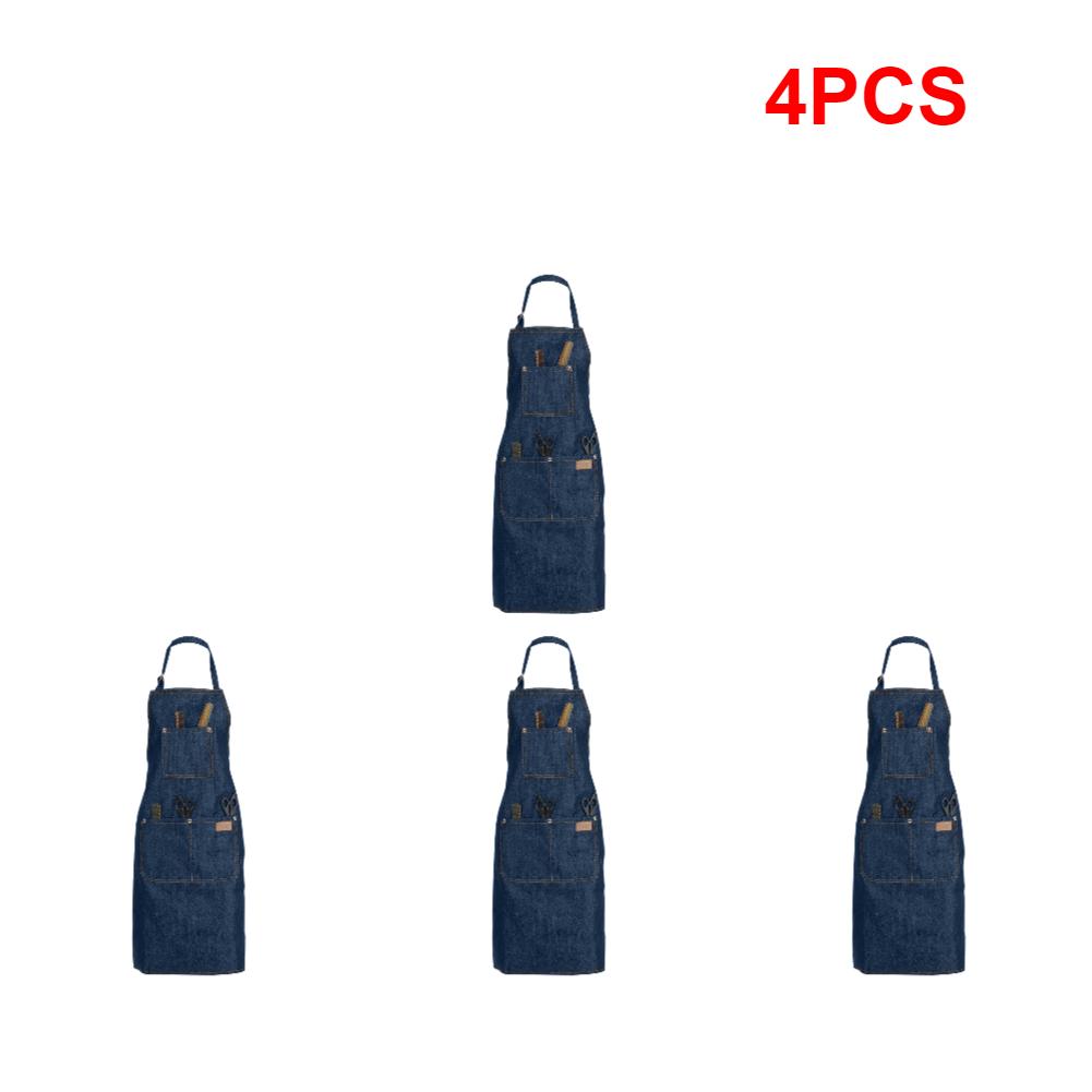 1-5PCS Salon Denim Apron With Front Pocket Adjustable Neckband Waistline Sleeveless Apron for Home Shaving Cleaning Apron Unisex