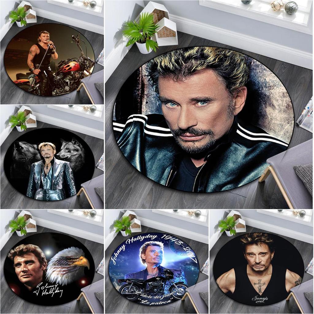 1Pc Johnny Hallyday Circular Print Rug - Home Decoration Carpet For Living Room Bedroom Flooring Computer Chair Area Rug