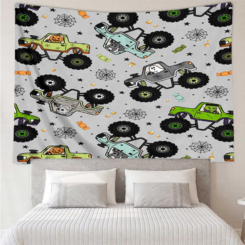 Truck Print Tapestry, Backdrop, Easy Setup, Ideal for Bedroom, Office & Living Room, with Aesthetic Wall Hanging Decor.