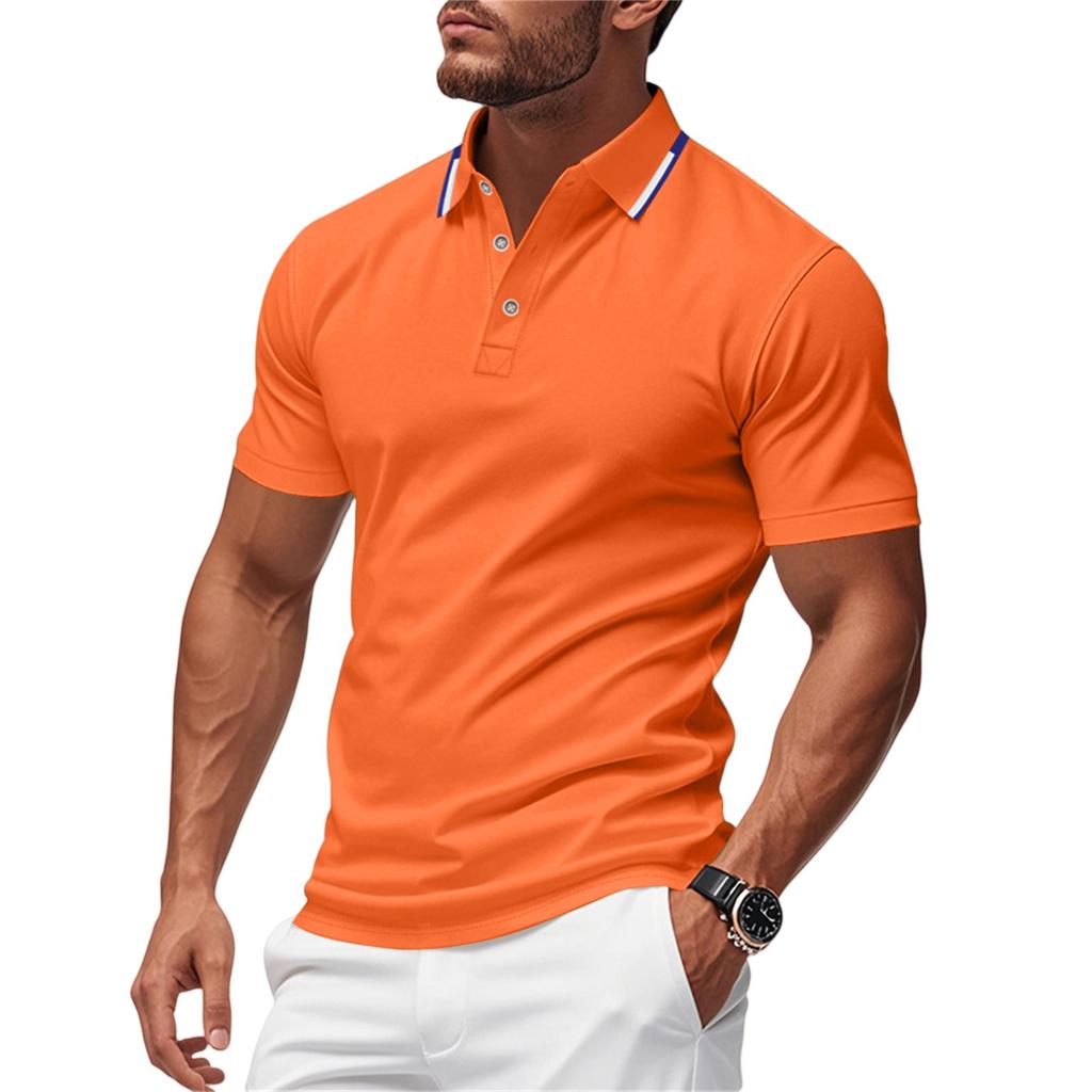 Summer Men's Solid-color Collared Short-sleeved Shirt Sporty Casual Shirt Top