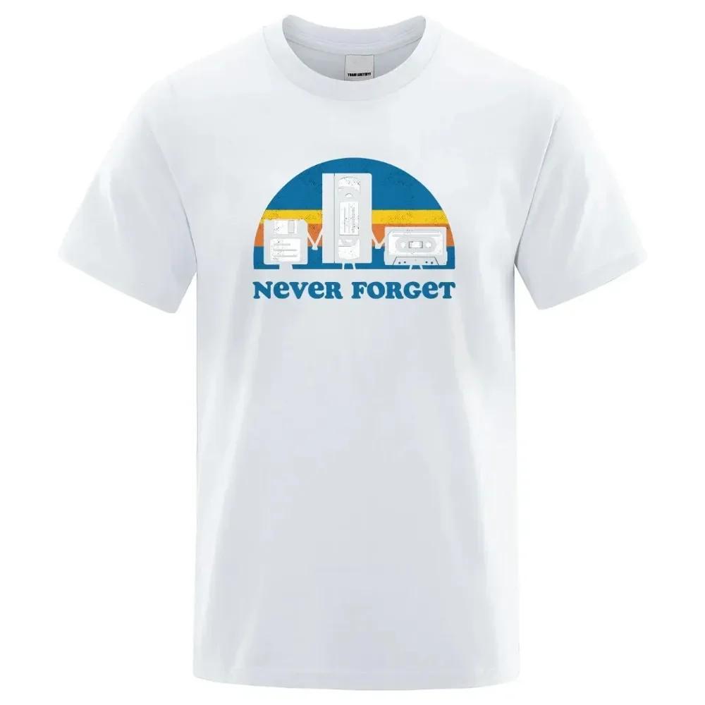 Summer Men's T-shirt Never Forget Letter Printed T-shirts Loose Comfortable Fashion Short Sleeve Oversized Tee Shirt Men Clothes