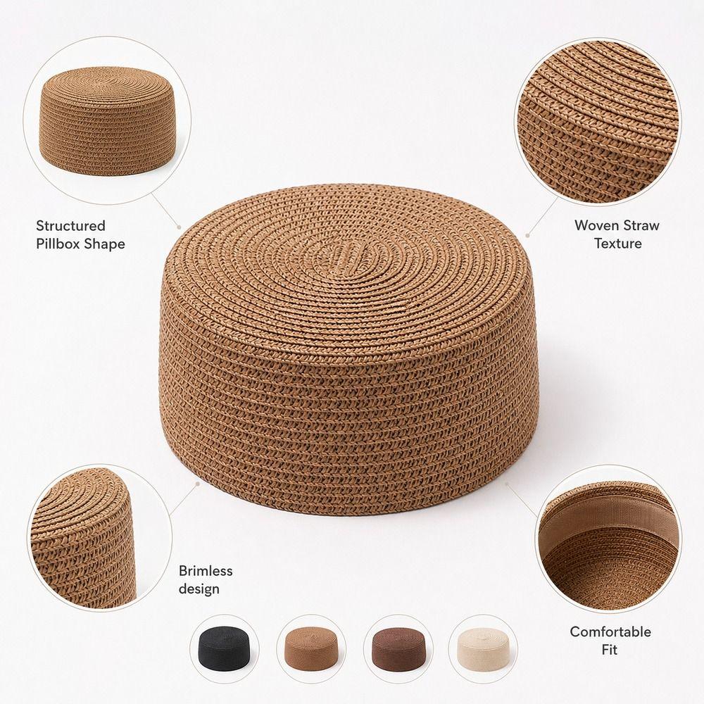 Solid Brimless Cap Structured Crown Painter Hat New Round Dress Hat Women's