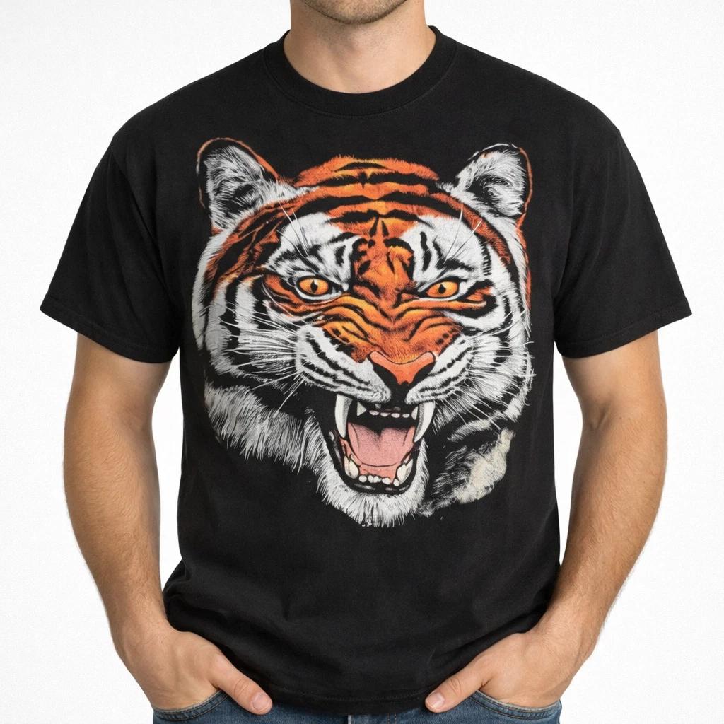Vintage 90s Tiger Graphic T-Shirt Black Gold Retro USA Tee Unisex S-3XL XXXXL