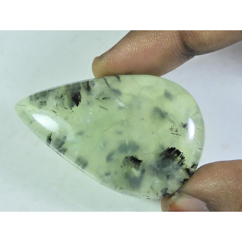 

101Cts. Natural Prehnite Pear Cabochon Loose Gemstone 29X46X08 MM B-88