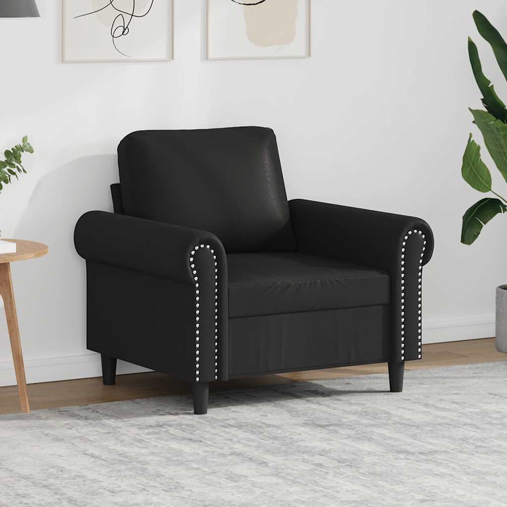 Vidaxl Armchair, Black, 60 Cm, Upholstered In Faux Leather